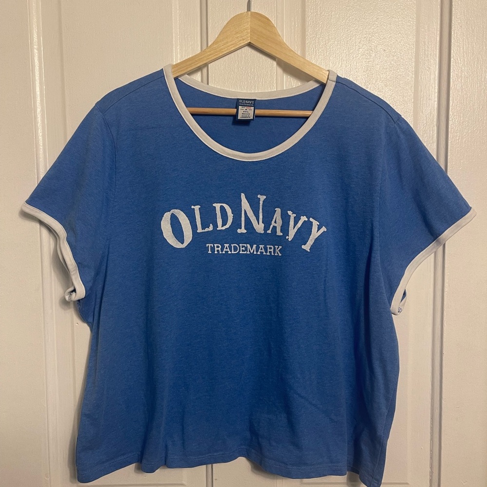 Women’s Old Navy ‘94 Reissue Blue Logo Crop T-Shirt Size XXL